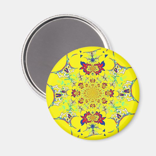 Kleurrijke Heldere Bloemen Damast Design Art Print Magneet (Voorkant / Achterkant)