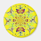 Kleurrijke Heldere Bloemen Damast Design Art Print Magneet (Voorkant)