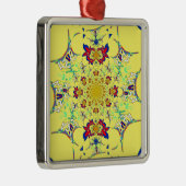 Kleurrijke Heldere Bloemen Damast Design Art Print Metalen Ornament (Rechts)