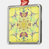 Kleurrijke Heldere Bloemen Damast Design Art Print Metalen Ornament (Links)