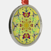 Kleurrijke Heldere Bloemen Damast Design Art Print Metalen Ornament (Rechts)