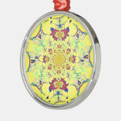 Kleurrijke Heldere Bloemen Damast Design Art Print Metalen Ornament (Links)