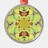 Kleurrijke Heldere Bloemen Damast Design Art Print Metalen Ornament (Voorkant)