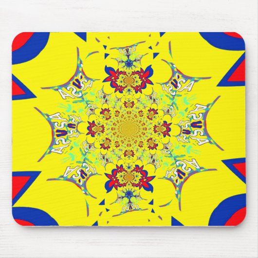 Kleurrijke Heldere Bloemen Damast Design Art Print Muismat (Voorkant)
