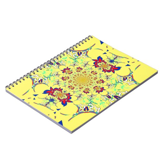 Kleurrijke Heldere Bloemen Damast Design Art Print Notitieboek (Linkerzijde)