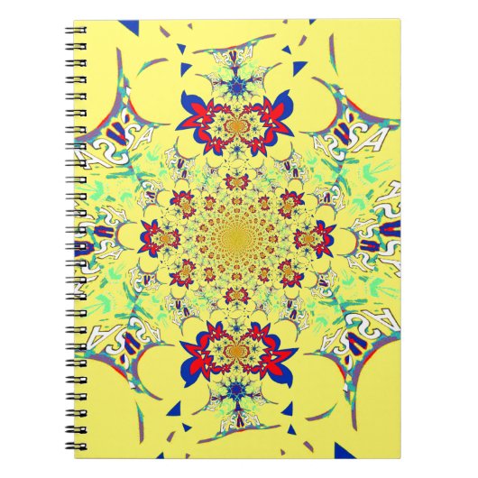 Kleurrijke Heldere Bloemen Damast Design Art Print Notitieboek (Voorkant)
