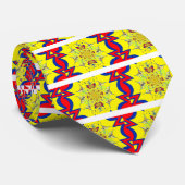 Kleurrijke Heldere Bloemen Damast Design Art Print Stropdas (Opgerold)