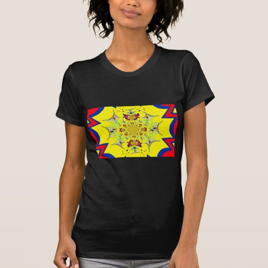 Kleurrijke Heldere Bloemen Damast Design Art Print T-shirt (Voorkant)