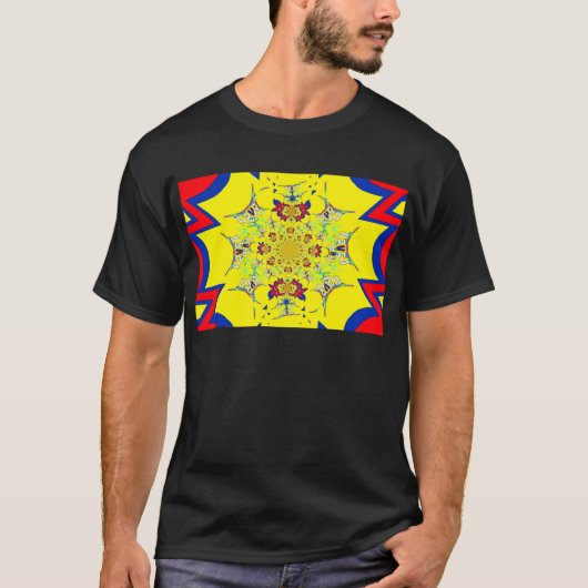 Kleurrijke Heldere Bloemen Damast Design Art Print T-shirt (Voorkant)
