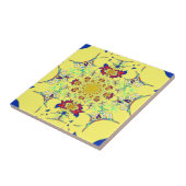 Kleurrijke Heldere Bloemen Damast Design Art Print Tegeltje (Zijkant)