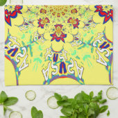 Kleurrijke Heldere Bloemen Damast Design Art Print Theedoek (Gevouwen)