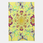 Kleurrijke Heldere Bloemen Damast Design Art Print Theedoek (Verticaal)