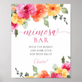 Kleurrijke heldere bloemen mimosa bar teken poster