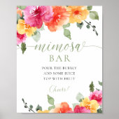 Kleurrijke heldere bloemen mimosa bar teken poster (Voorkant)