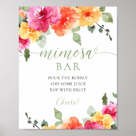 Kleurrijke heldere bloemen mimosa bar teken poster