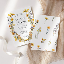 Kleurrijke heldere bloemenkrans bloemige bruiloft kaart