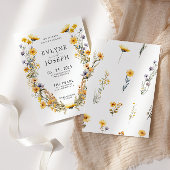 Kleurrijke heldere bloemenkrans bloemige bruiloft kaart