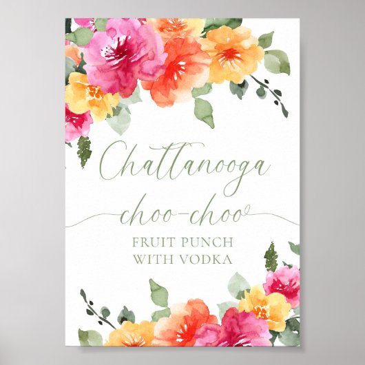 Kleurrijke heldere bloemige fruit punch poster (Voorkant)