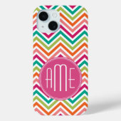 Kleurrijke, heldere Chevrons met aangepast monogra Case-Mate iPhone Case (Achterkant)