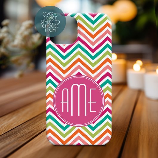 Kleurrijke, heldere Chevrons met aangepast monogra Case-Mate iPhone Case