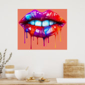 Kleurrijke heldere druipende lippen Wall Print (Keuken)
