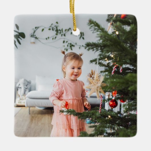 Kleurrijke heldere foto Vrolijk kerstfeest Keramisch Ornament (Voorkant)