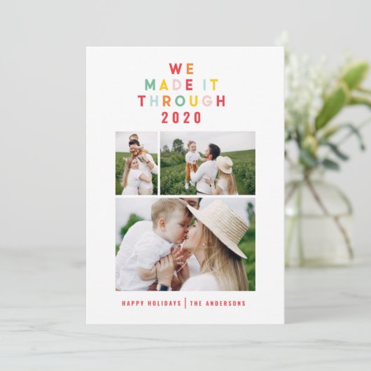 Kleurrijke heldere fotocollage Modern Christmas Feestdagenkaart (Staand voorkant)