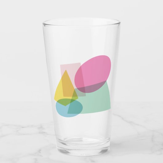 Kleurrijke, heldere geometrische vormen collage glas (Voorkant)