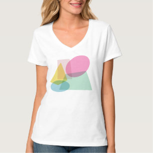 Kleurrijke, heldere geometrische vormen collage t-shirt