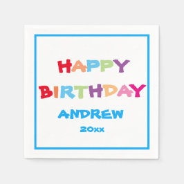 Kleurrijke heldere gepersonaliseerde Happy Birthda Servet