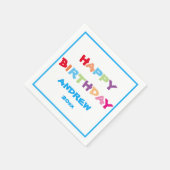 Kleurrijke heldere gepersonaliseerde Happy Birthda Servet (Hoek)