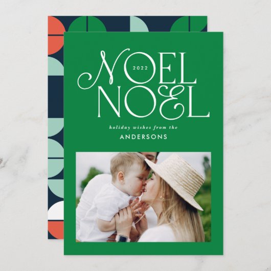 Kleurrijke heldere, heldere kerstfoto feestdagenkaart (Voorkant / Achterkant)