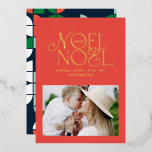 Kleurrijke heldere, heldere kerstfoto folie feestdagenkaart<br><div class="desc">Kleurrijk,  helder,  echt folie script,  met een noel kerstgeometrische typografie,  fotovakantieontwerp. Rood,  groen,  blauw en roze kleurweg.</div>