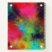 Kleurrijke heldere kunst en witte monogram notitieboek (Achterkant)