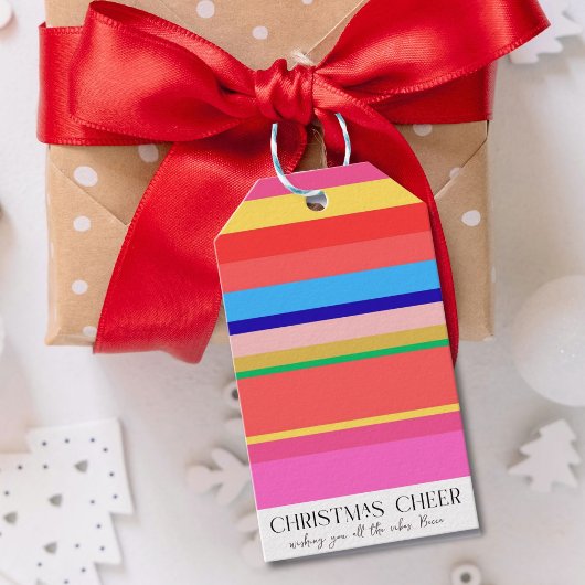 Kleurrijke heldere moderne kerst cadeaulabel