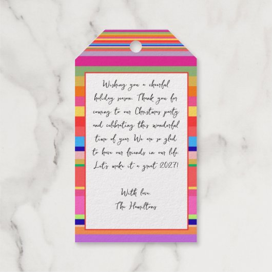 Kleurrijke heldere moderne kerst cadeaulabels (Achterkant)