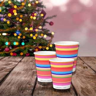 Kleurrijke heldere moderne kerst papieren bekers