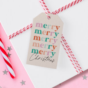 Kleurrijke Heldere Moderne Vrolijke Kerstmis Cadeaulabel