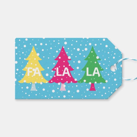 Kleurrijke Heldere Neon Fa La Kerstboom Cadeaulabel (Voorkant (Horizontaal))