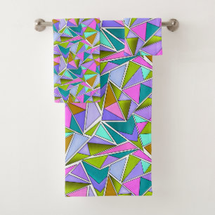 Kleurrijke heldere neon geometrisch patroon  bad handdoek