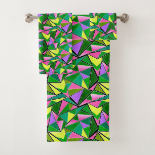 Kleurrijke heldere neon geometrische patroon bad handdoek