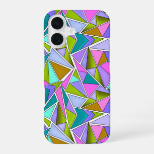 Kleurrijke heldere neon geometrische patroon  iPhone 16 hoesje