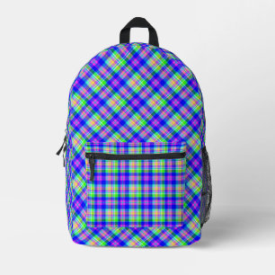 Kleurrijke heldere neon met een geruit patroon bedrukte rugzak
