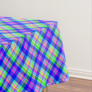 Kleurrijke heldere neon met een geruit patroon tafelkleed