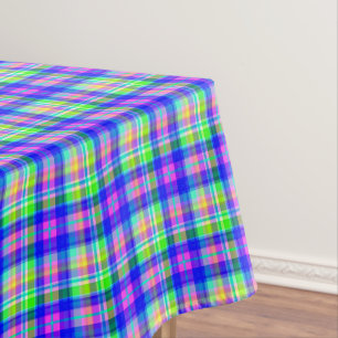Kleurrijke heldere neon met een geruit patroon tafelkleed
