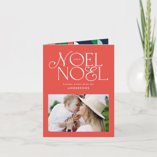 Kleurrijke heldere Noel Kerst geometrische foto Feestdagen Kaart (Voorkant)