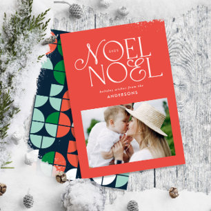 Kleurrijke heldere Noel Kerst geometrische foto Ho Feestdagenkaart