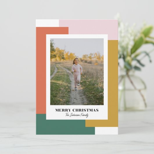 Kleurrijke heldere nostalgische feestdagenkaart (Staand voorkant)