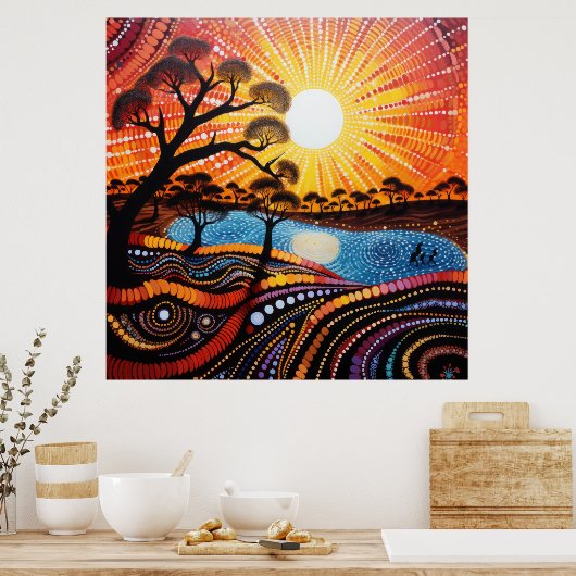 Kleurrijke heldere psychedelische Abstracte muurpr Poster (Keuken)