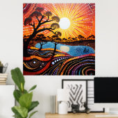 Kleurrijke heldere psychedelische Abstracte muurpr Poster (Thuiskantoor)